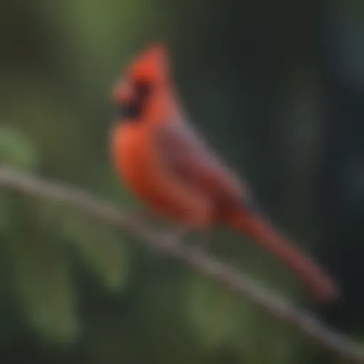 Male Northern Cardinal perched on a branch