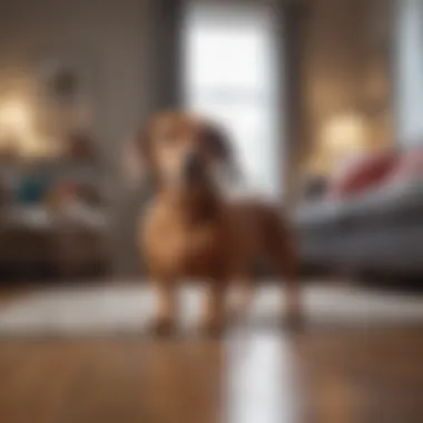 Joyful Dachshund Playing Indoors A joyful Dachshund playing with toys in the living room