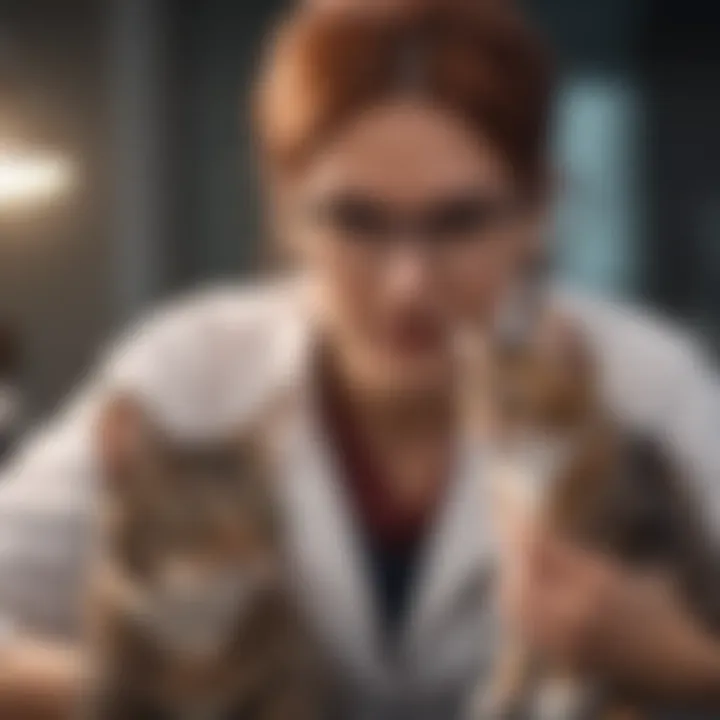 A veterinarian discussing treatment options with a cat owner.