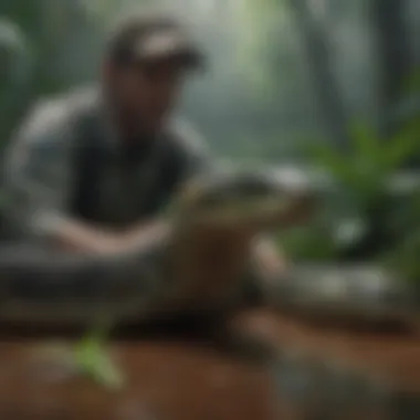 Guardians of the Ecosystem A conservationist monitoring snake populations in the Amazon