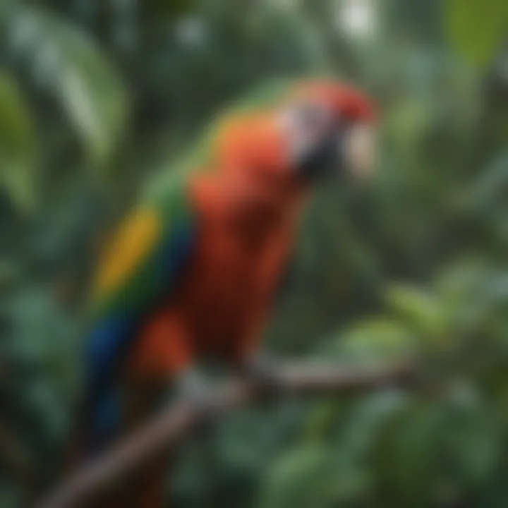 A colorful parrot perched on a branch