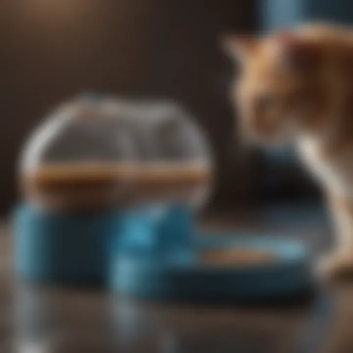 Modern automatic wet cat food feeder with multiple compartments