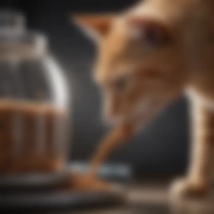 Close-up of a smart feeding feature on a cat food dispenser