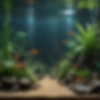 DIY aquarium background created with artistic elements