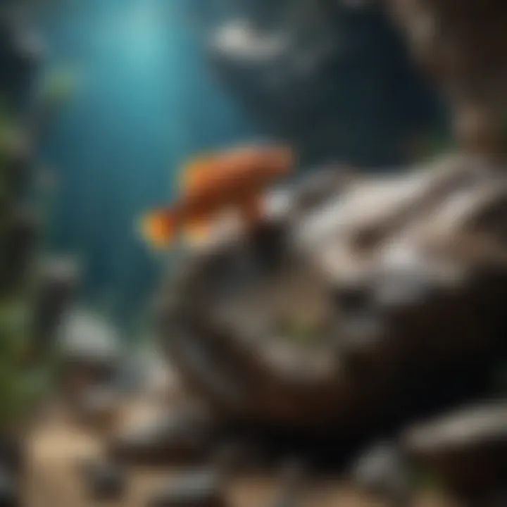 Natural rock formation background in an aquarium