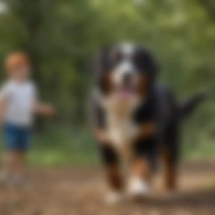 Bernese Mountain Dog Doodle playing joyfully with children