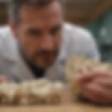 Veterinarian Examining Bone Safety A veterinarian examining a bone for safety standards