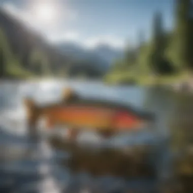 Trout swimming in crystal-clear waters of the Gallatin River