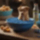 A vibrant bowl of blue food for puppies showcasing various ingredients