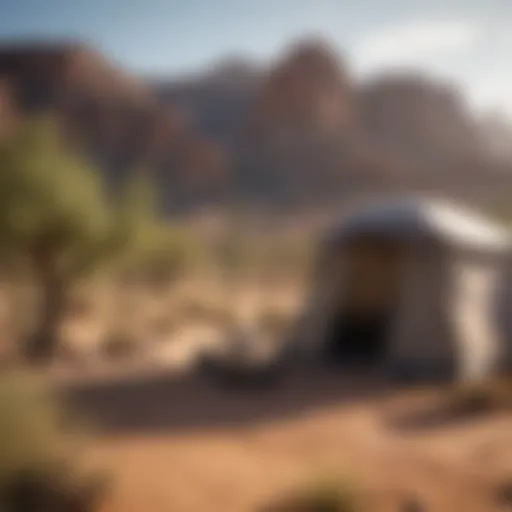 Scenic view of a desert campsite in Phoenix with striking mountains in the background