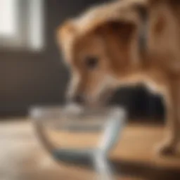 A healthy dog drinking water from a bowl