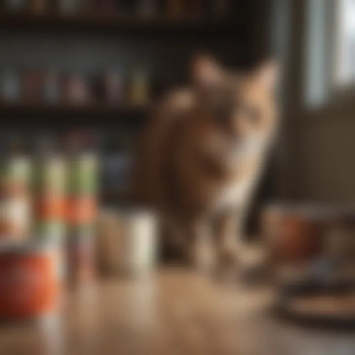 Pet owner selecting canned food for senior cat