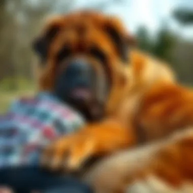 Cuddles with a Gentle Giant A gentle giant cuddling with a child