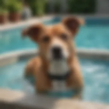 Safety features highlighted in a dog swimming pool