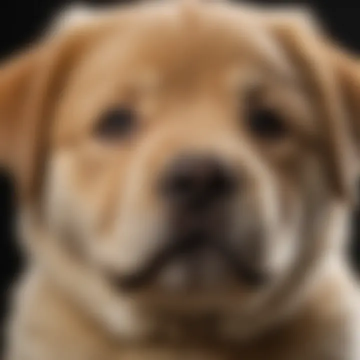 Close-up of a Chow Lab puppy's face highlighting its unique features