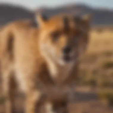 Cheetah Utilizing Coloration for Hunting A cheetah on the hunt demonstrating its coloration in action
