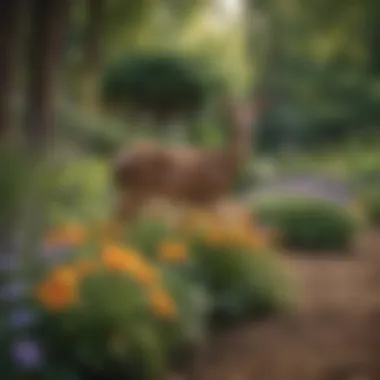 Strategically Planted Deer-Resistant Annuals A garden layout showcasing various deer-resistant annuals.