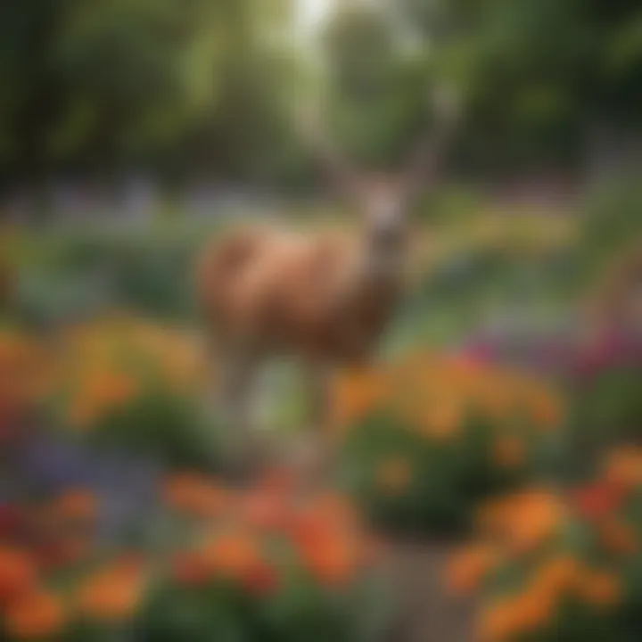 Vibrant deer-resistant annual flowers in a lush garden setting.