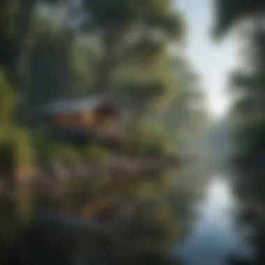 Serene Lakeside Campsite A serene lakeside campsite surrounded by lush greenery