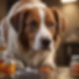 An illustration of a dog receiving gabapentin treatment