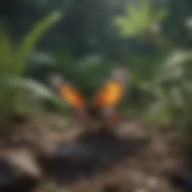 A scenic landscape featuring butterflies in their natural habitat, emphasizing the ecological significance of these insects in various ecosystems.