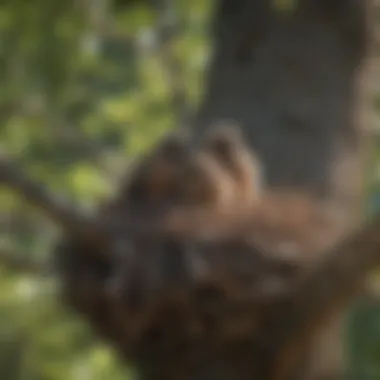 Hawk nest with chicks in a tree