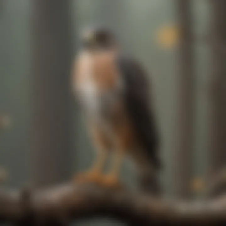 Sharp-shinned hawk perched on a branch