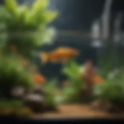 A vibrant hydroponic fishtank showcasing healthy fish and flourishing plants