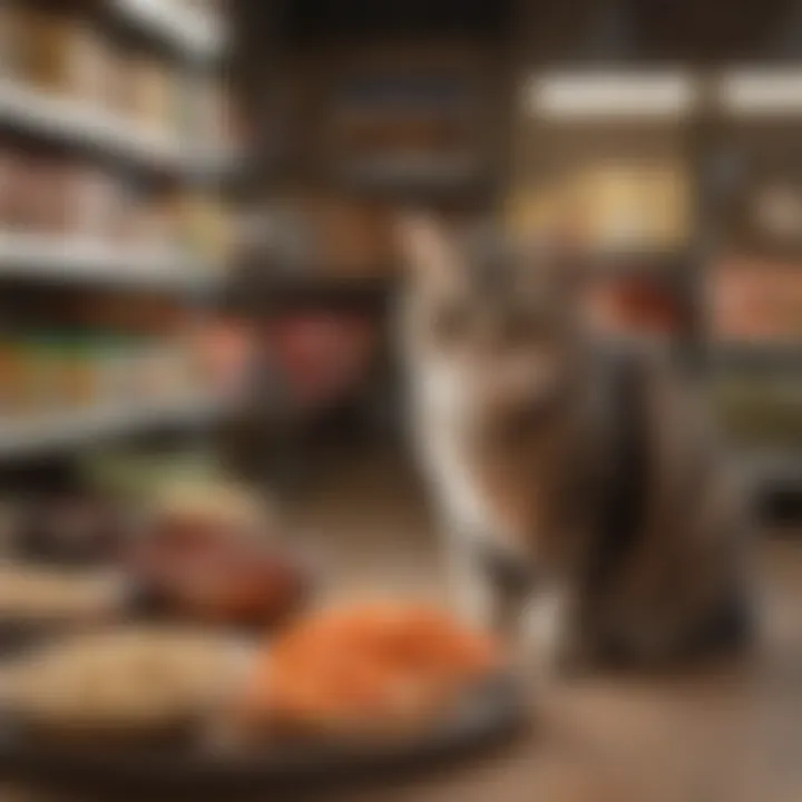 Pet owner selecting hypoallergenic cat food in a store