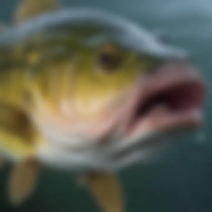 Close-up of a bass caught in Lake St. Clair, showcasing its vibrant colors