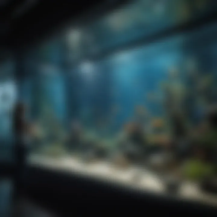 Visitors engaging with marine life through a large viewing window, showcasing the connection between humans and aquatic ecosystems.