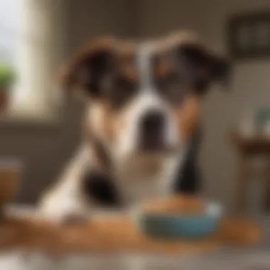 A Healthy Dog with Low Fat Natural Food A healthy dog enjoying a bowl of low fat natural food