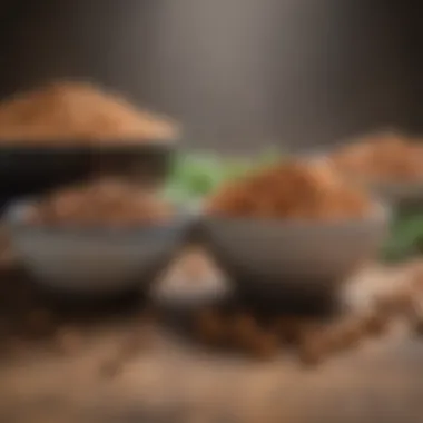 Nutritional Ingredients for Low Fat Dog Food A variety of low fat natural dog food ingredients displayed in bowls