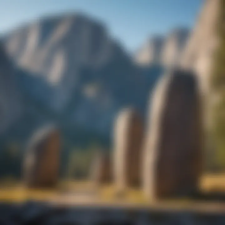 Stunning panorama of granite mountains under a clear blue sky