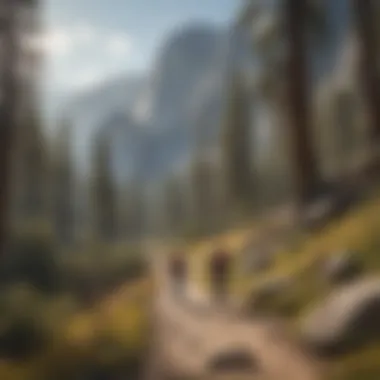 Hiking in Yosemite: An Immersive Experience Visitors enjoying a scenic hike along a picturesque trail