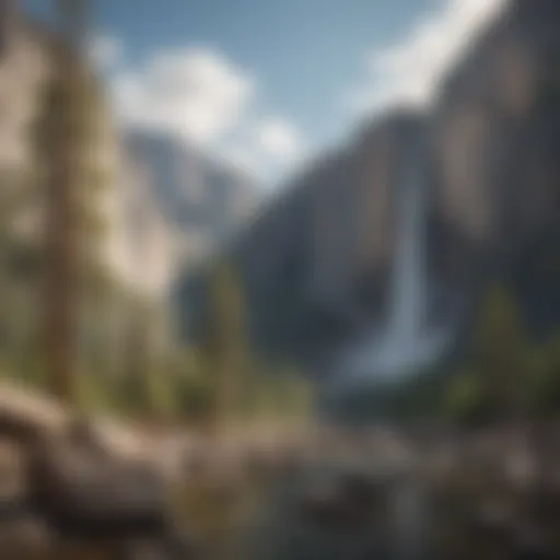 Breathtaking view of Yosemite Falls cascading down rugged cliffs