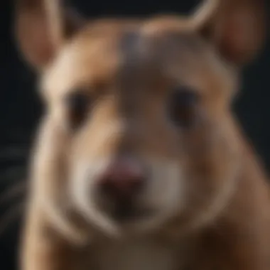 Close-up view of a mammal showcasing its unique characteristics.