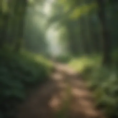Lush Green Trail in Ohio Serene view of a lush green trail surrounded by trees in Ohio