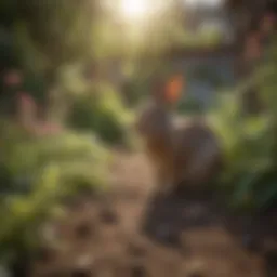A garden filled with aromatic plants known for repelling rabbits