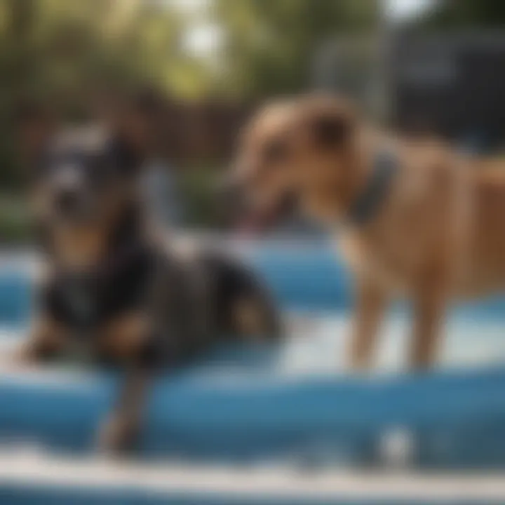 Happy dogs enjoying a puncture proof pool on a sunny day