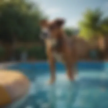 A pet owner maintaining a puncture proof dog pool