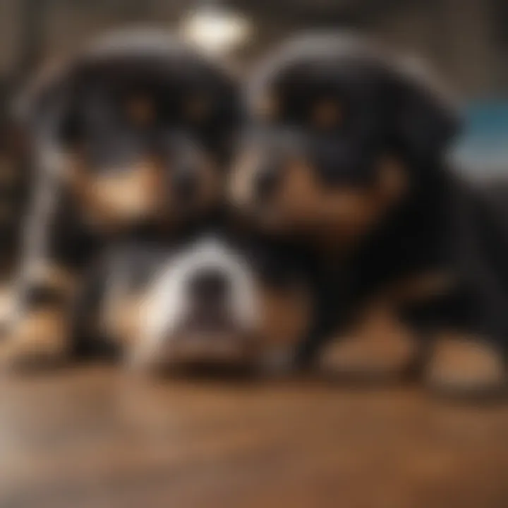 Cute Rottweiler x Husky puppies snuggling together