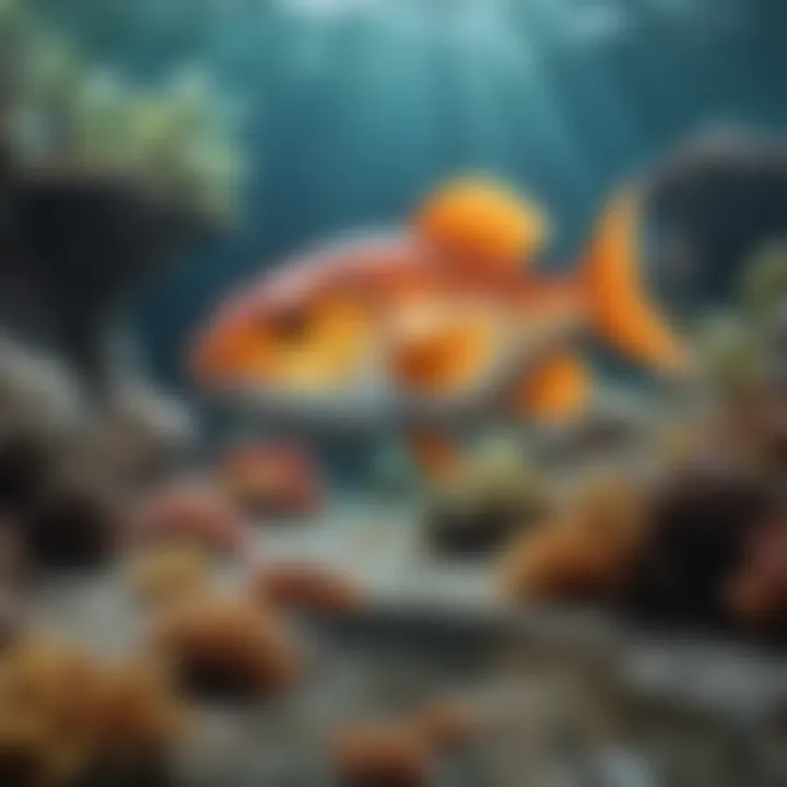 An underwater scene showcasing a variety of saltwater species