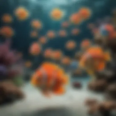 Tropical Fish Schooling A school of colorful tropical fish swimming in clear ocean waters