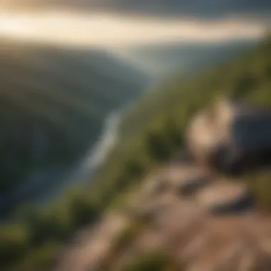 A scenic overlook showcasing valleys and hills