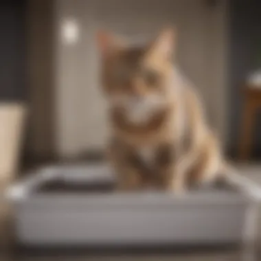 A cat comfortably using a self-sifting litter box