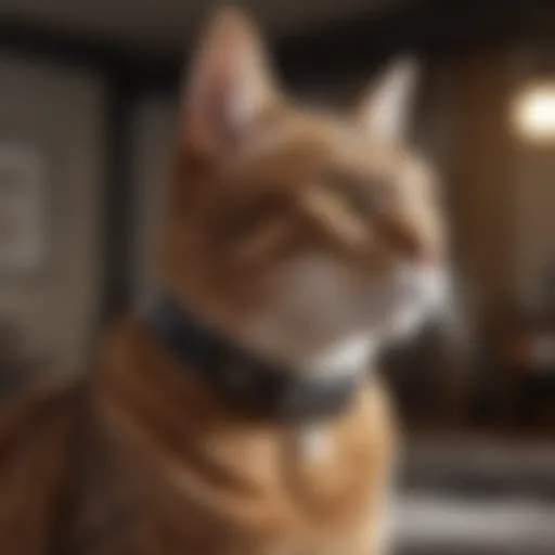 Calming collar on a relaxed cat