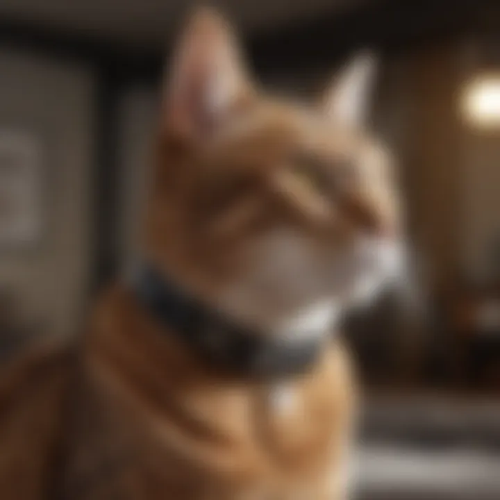 Calming collar on a relaxed cat