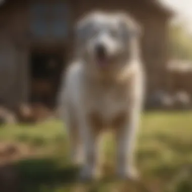 Sheepdog Working on a Farm Sheepdog working alongside livestock on a farm