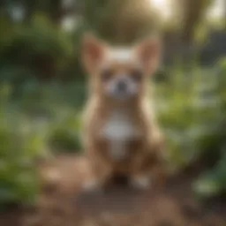 Charming small dog in a garden